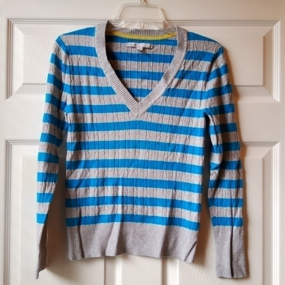 Old Navy Striped V Neck Sweater Blue Gray Medium - Picture 6 of 6
